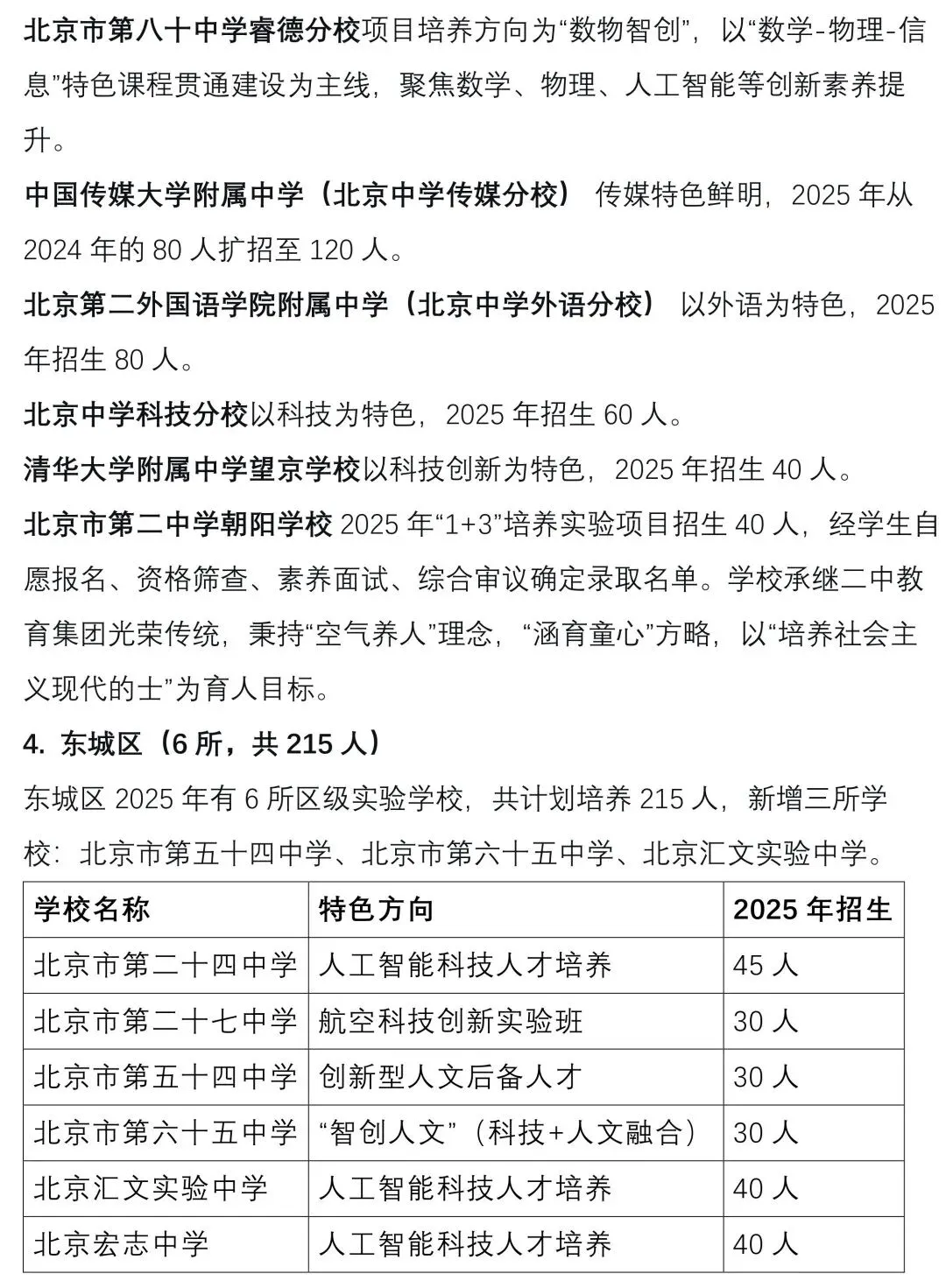 中考关注 || 2026北京“1+3”项目深度解读:免中考直升,规模破9000人,初二家长抓紧准备! 第10张