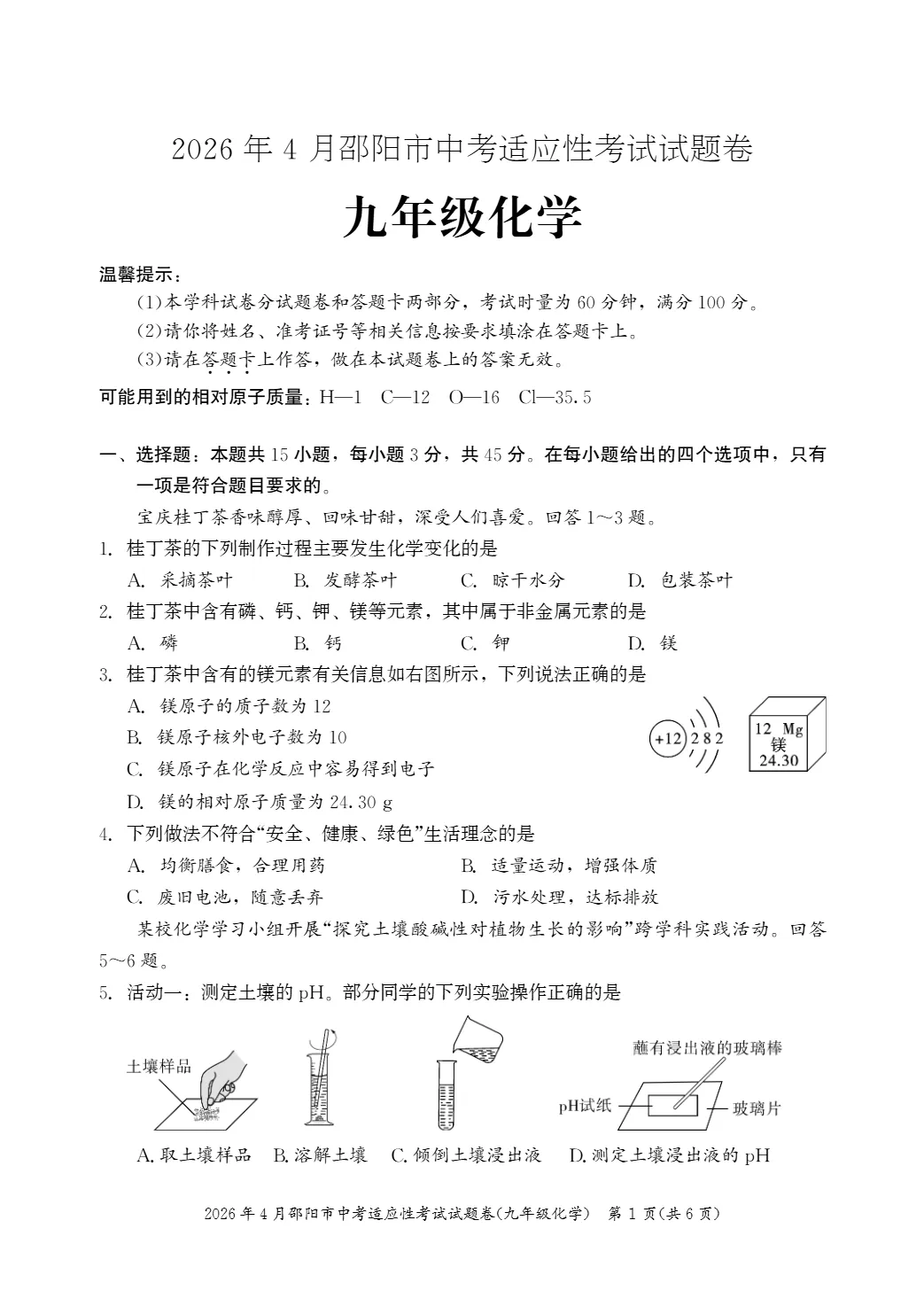2026年湖南省邵阳市中考适应性考试(二模)试题 第13张