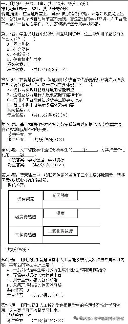 2026年陕西省初中信息科技学业考试题库模拟真题(二) 第4张