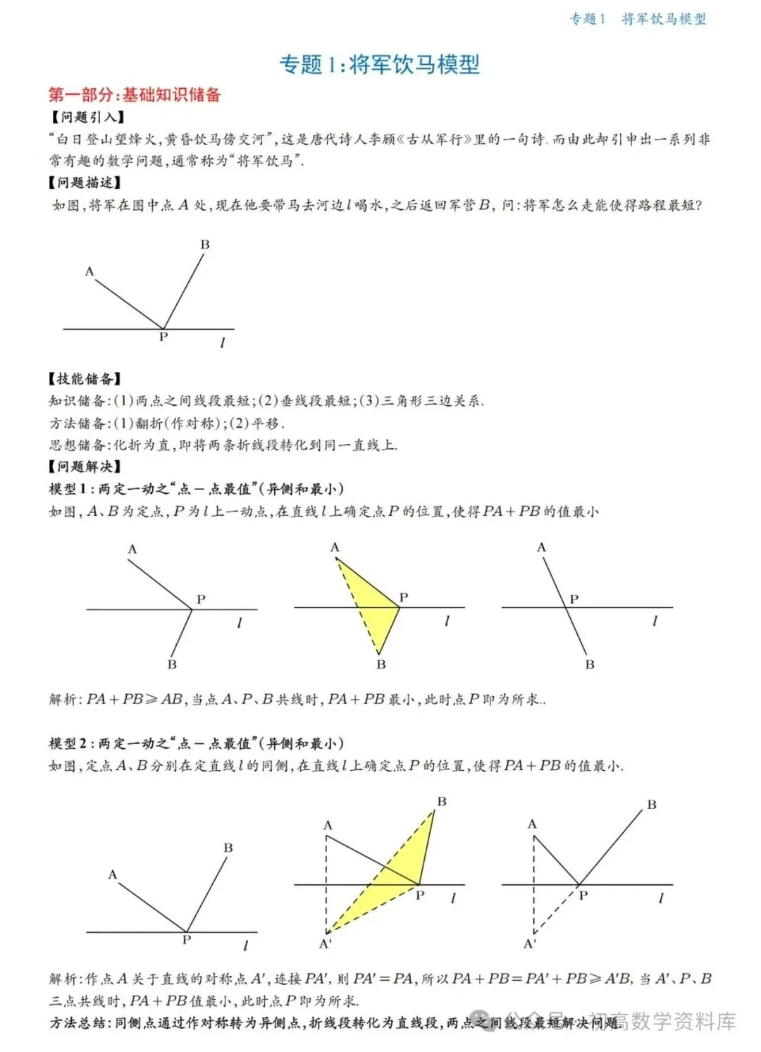 中考数学冲刺——几何最值18大专题一网打尽(精华版) 第2张