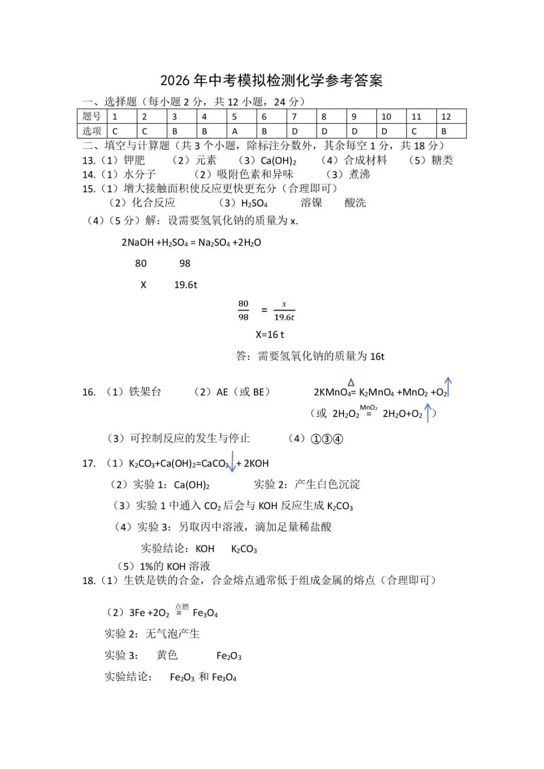 2026年中考模拟考试化学试题13 第7张