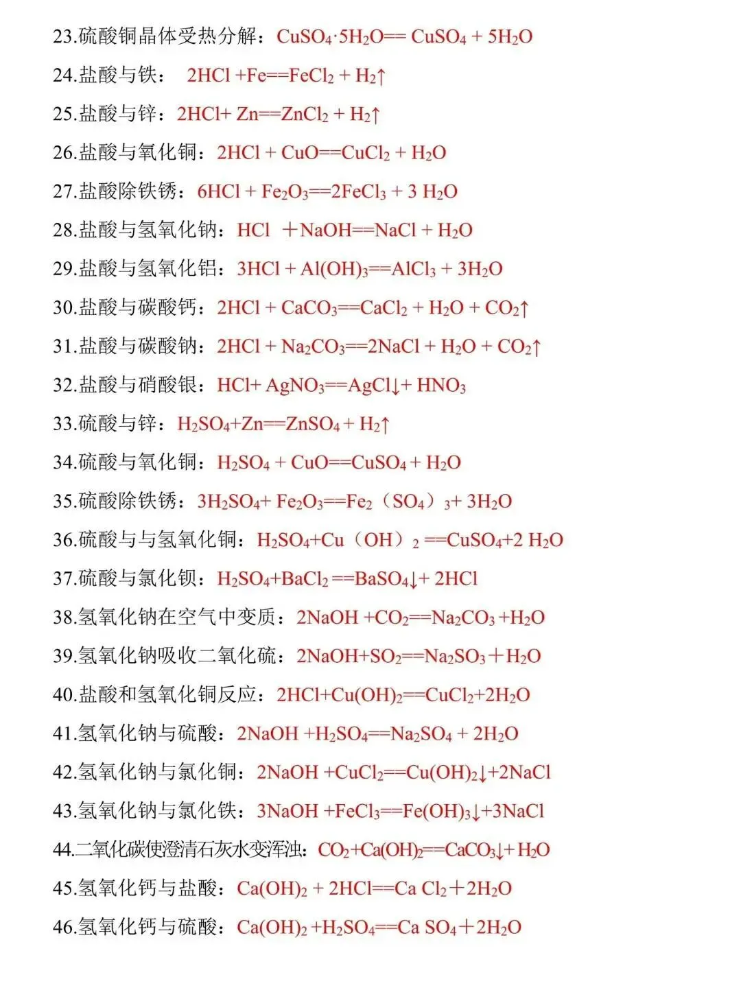 中考必考120个核心化学方程式【全国通用】 第6张
