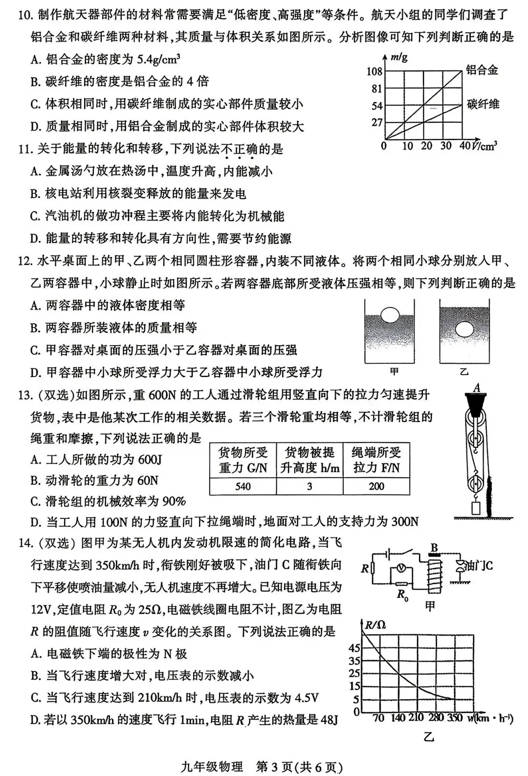 2026河南中考物理模拟试卷及答案解析(训练用) 第3张
