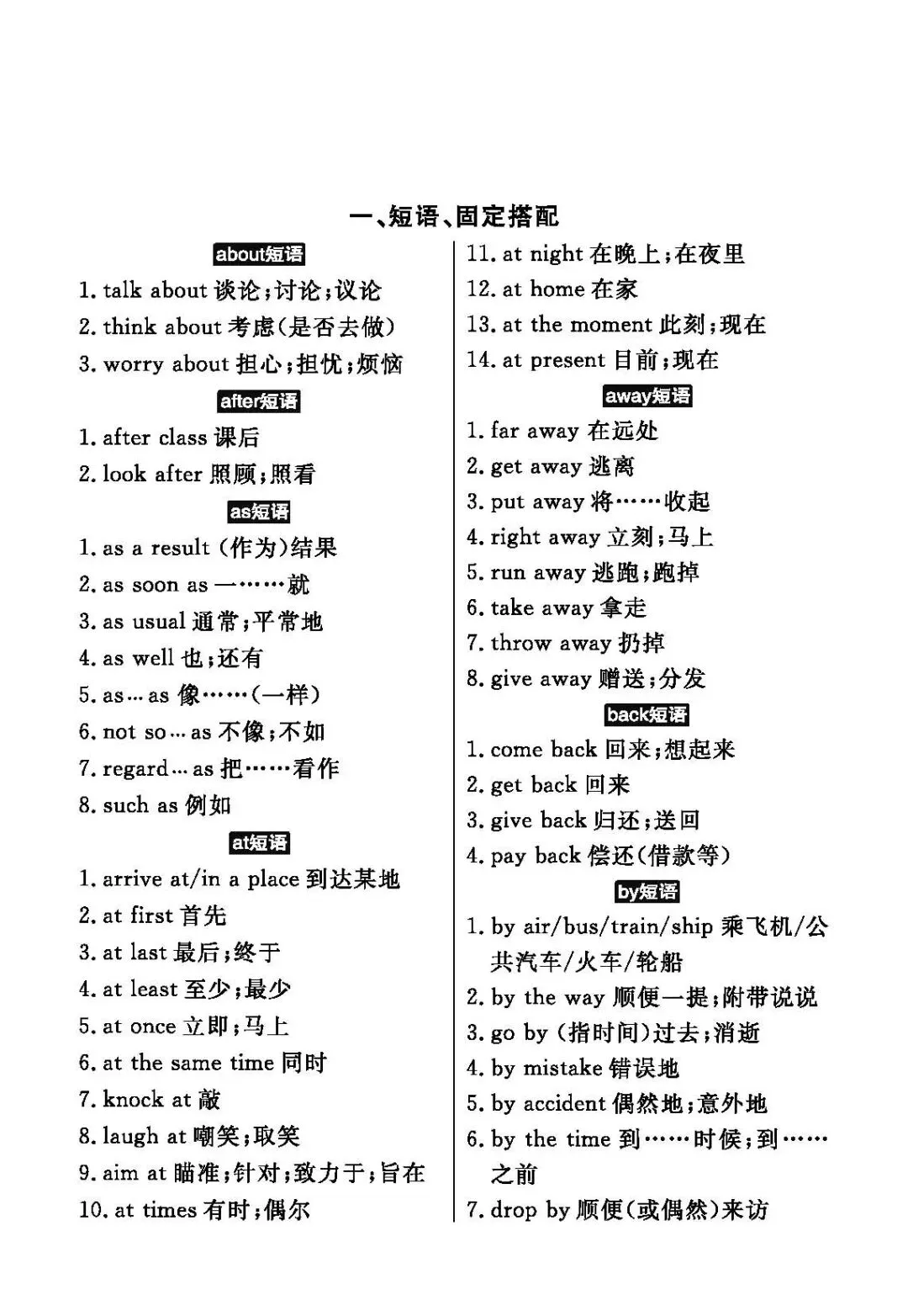 中考英语固定搭配及动词的常见用法 第1张