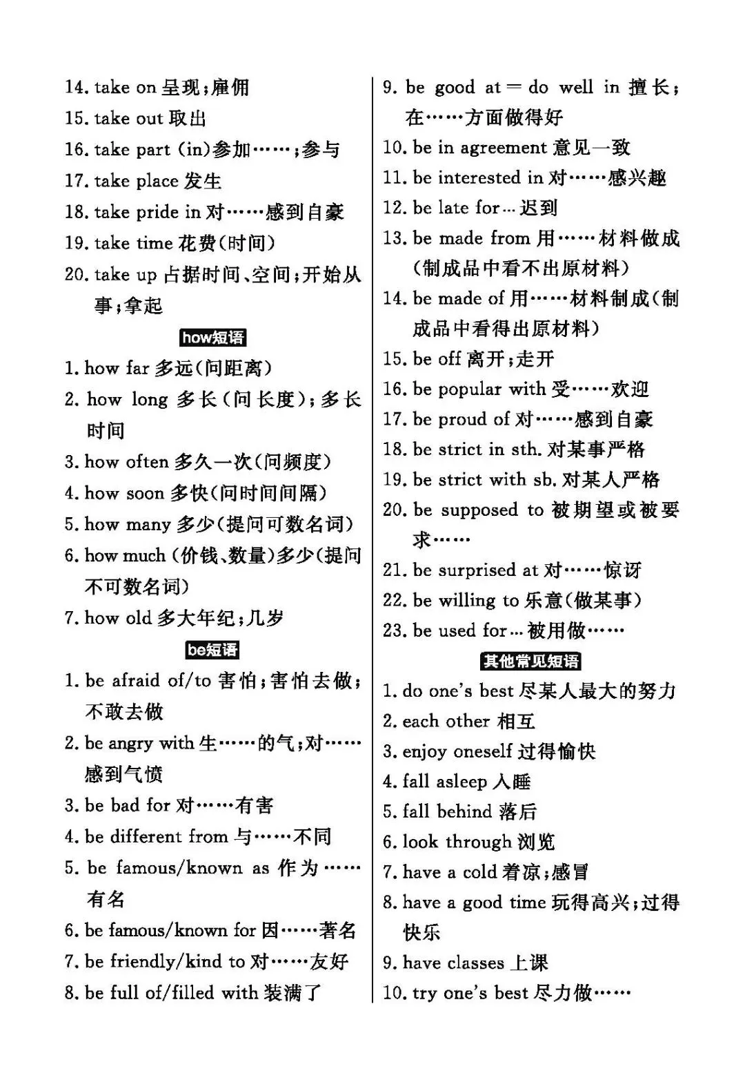 中考英语固定搭配及动词的常见用法 第7张