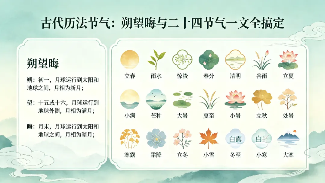 中考文化常识|古代历法节气:朔望晦、二十四节气,一文全搞定 第2张