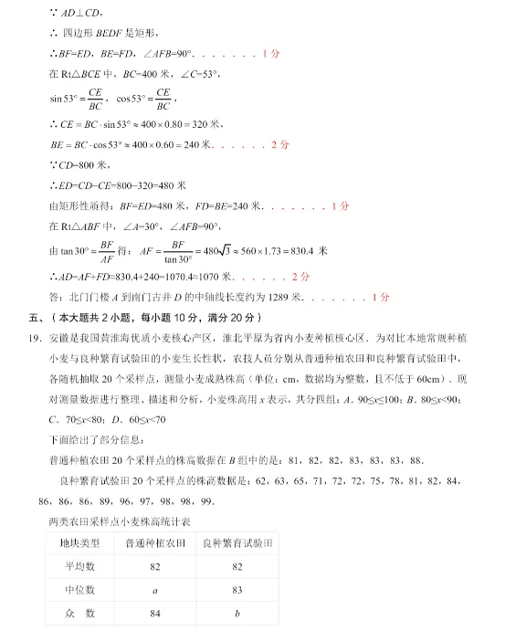 2026年安徽省C20联盟中考数学三模试卷 第14张