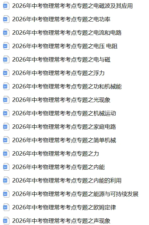 2026《中考物理•常考考点》22大专题(附答案解析)(全国通用),电子版可打印! 第3张