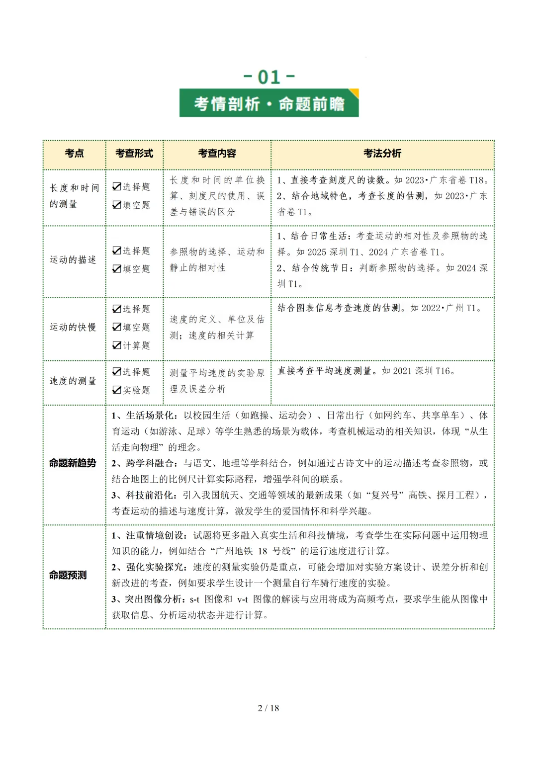 2026中考物理满分备考系列——【机械运动】(超详细,含原文档) 第4张