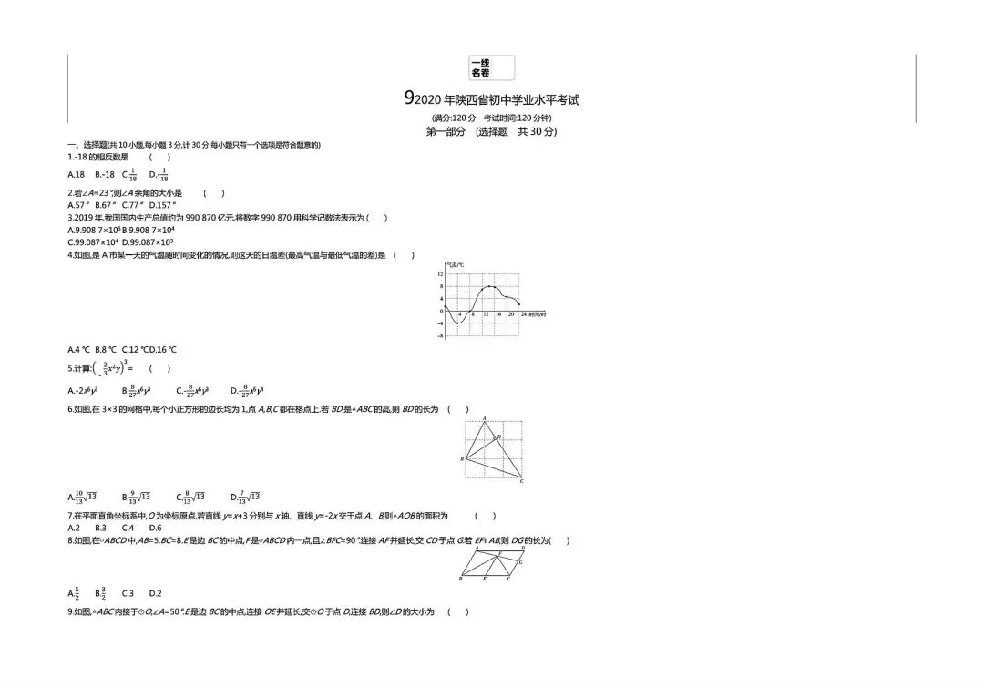 【中考试卷】2020年陕西省中考真题试卷电子版-(全科目)中考答案解析 第4张