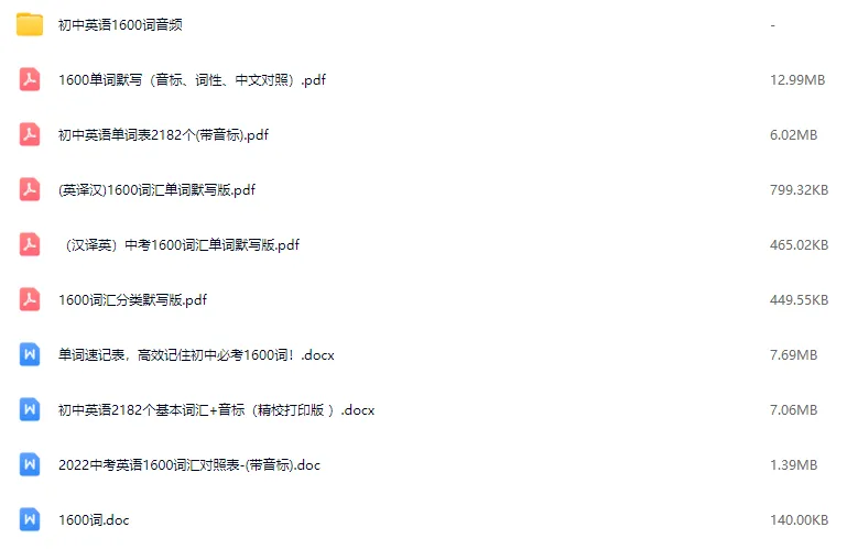 中考新大纲初中英语1600词来了~中英互译单词表+默写本+音频,背完考试不愁! 第12张