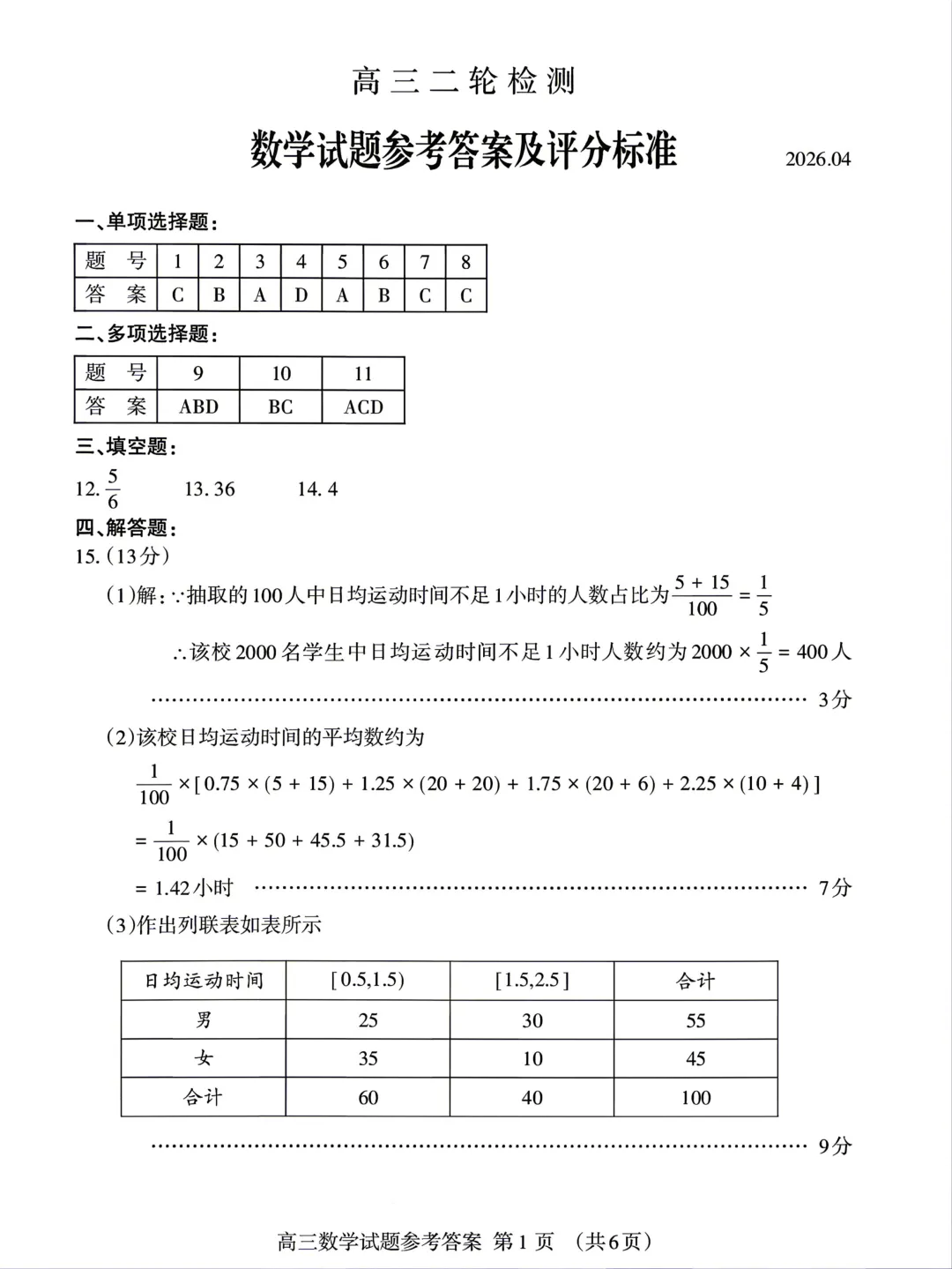 26届山东高三【泰安二模】全科试卷及答案 第11张