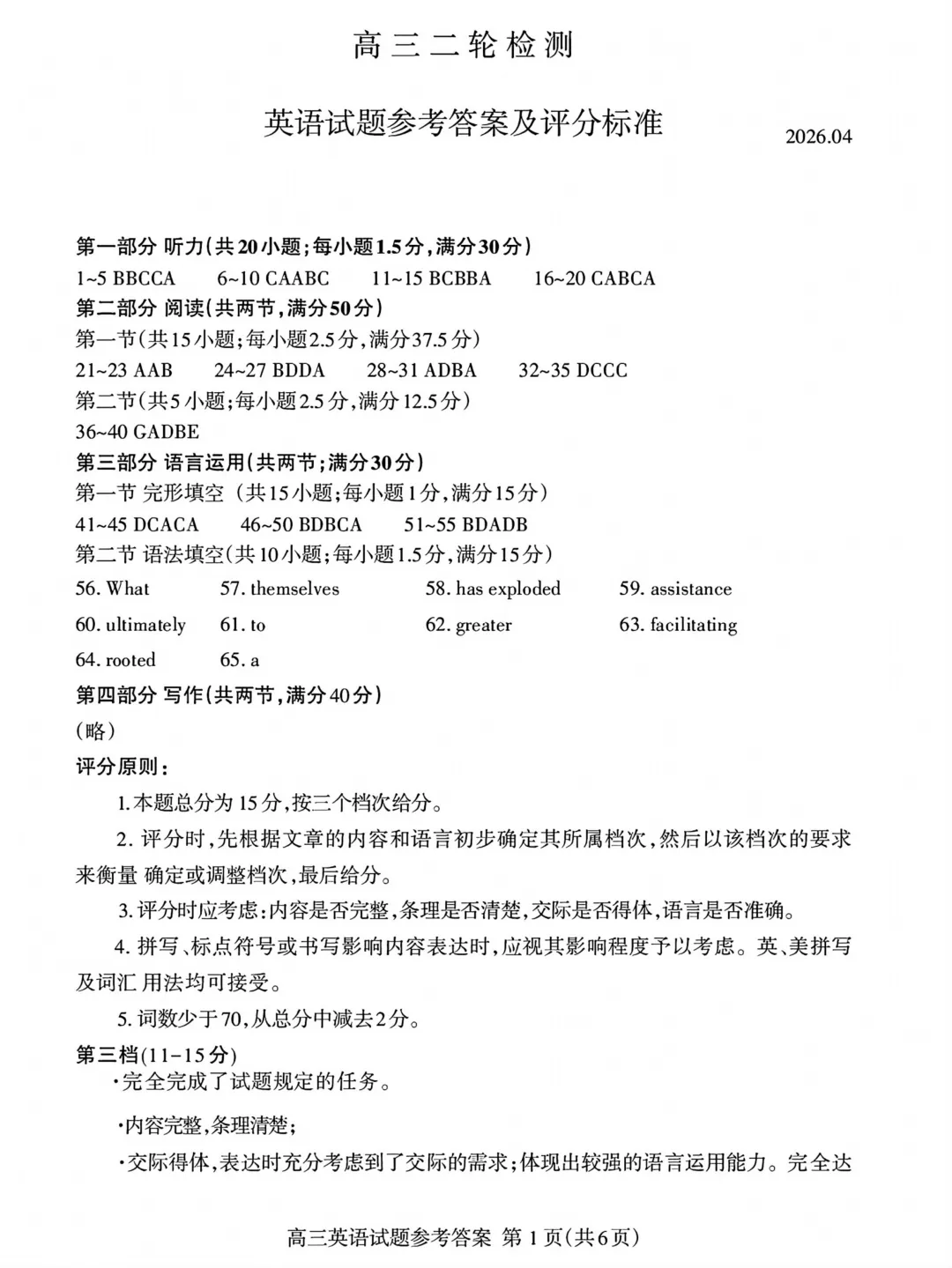 26届山东高三【泰安二模】全科试卷及答案 第15张