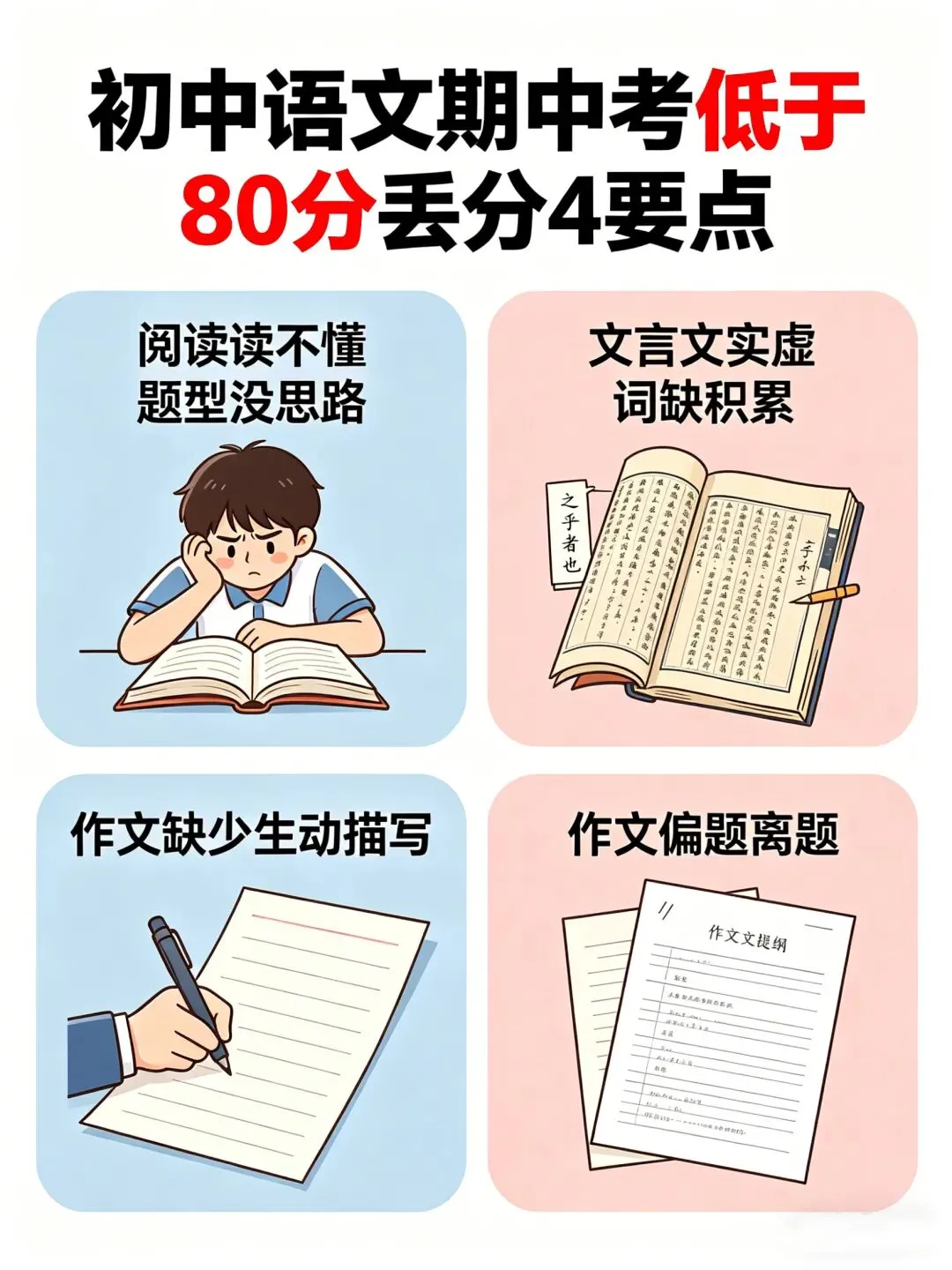 初中语文期中考80分以下,你没提前看这张表? 第1张