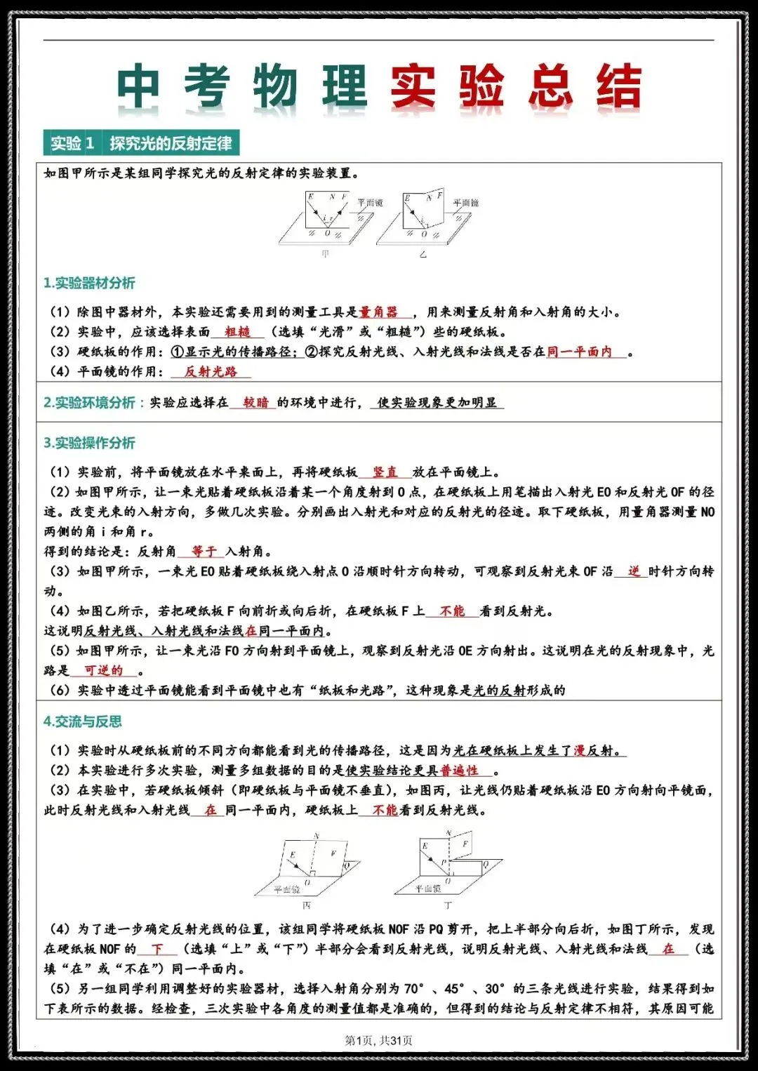 夯实基础|2026 年中考物理实验总结(电子版可打印) 第3张