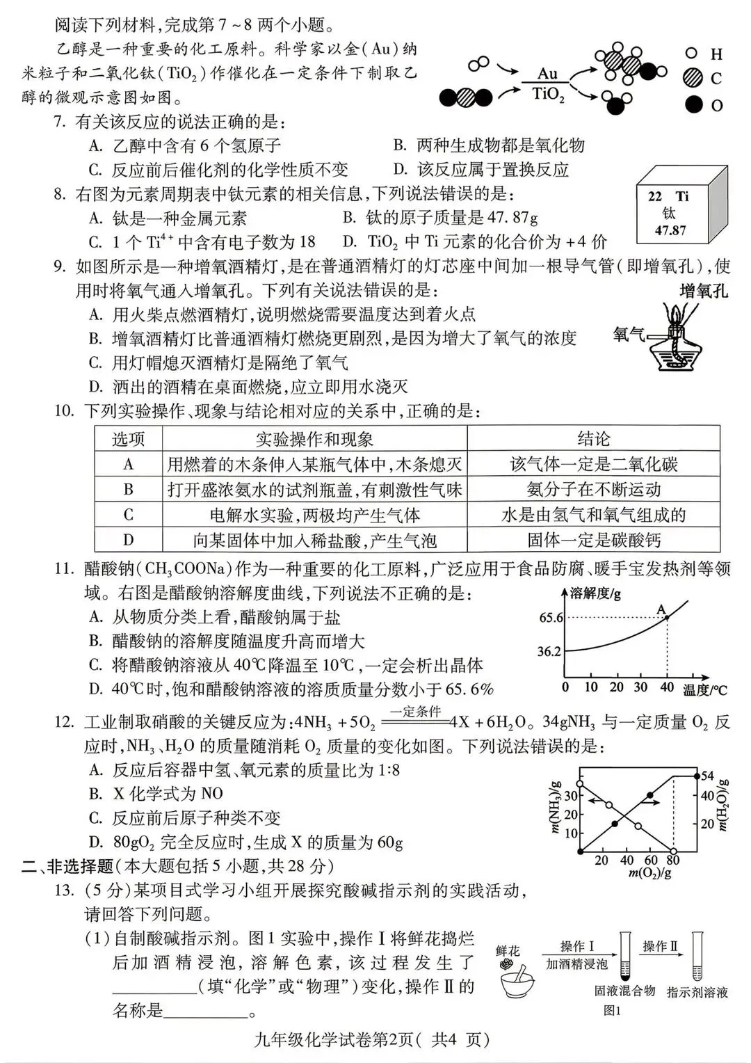 2026年中考化学检测试卷(含答案) 第2张
