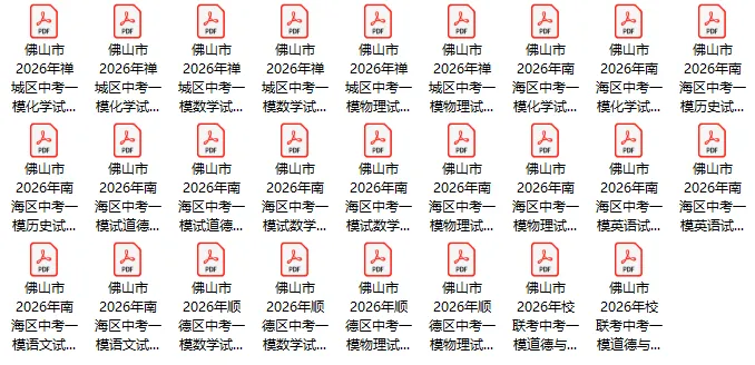 2026年佛山市中考一模各区试题及参考答案汇总 第3张