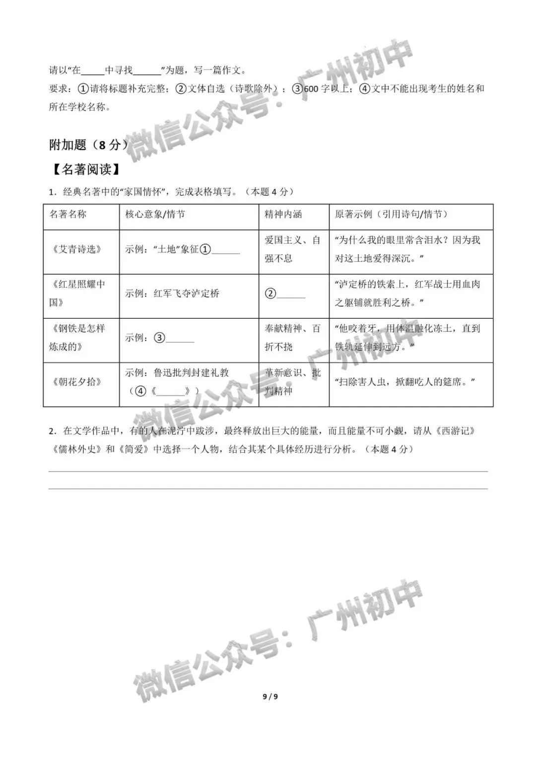 2026年中考一模考前适应性模拟考全科试卷(附答案详解,可打印),一模提分必备! 第11张