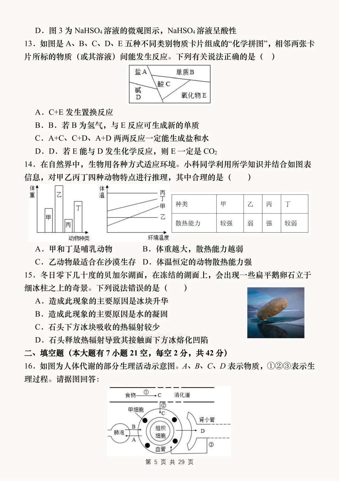 【中考复习】2026中考科学考前必刷模拟卷 第5张