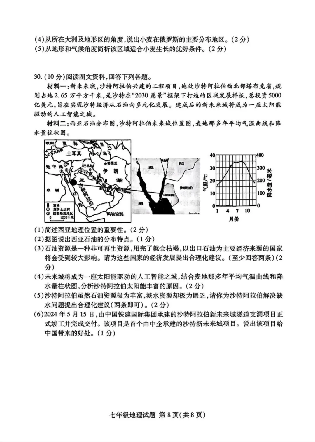 期中真题-2025 年临沂兰山区初一下学期地理试题(完整版 + 答案) 第11张