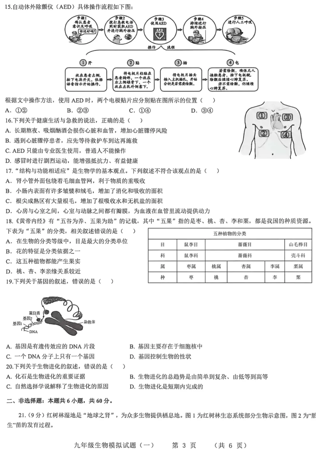 2026年JY初中生物模拟一试卷及答案 第3张