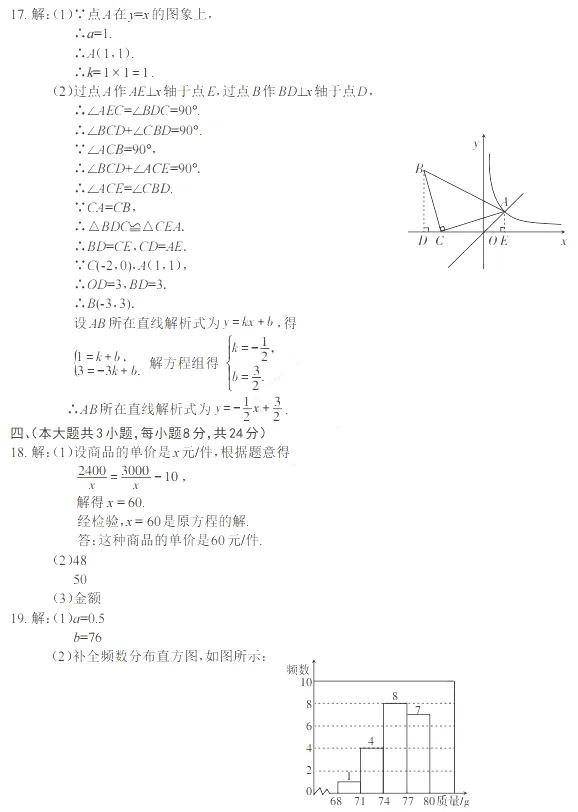2020~2025年江西中考数学真题卷(含答案) 第29张