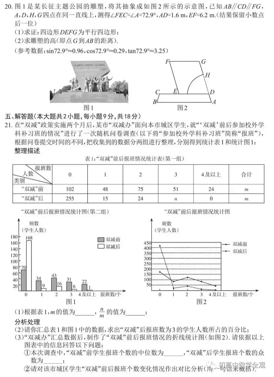 2020~2025年江西中考数学真题卷(含答案) 第38张