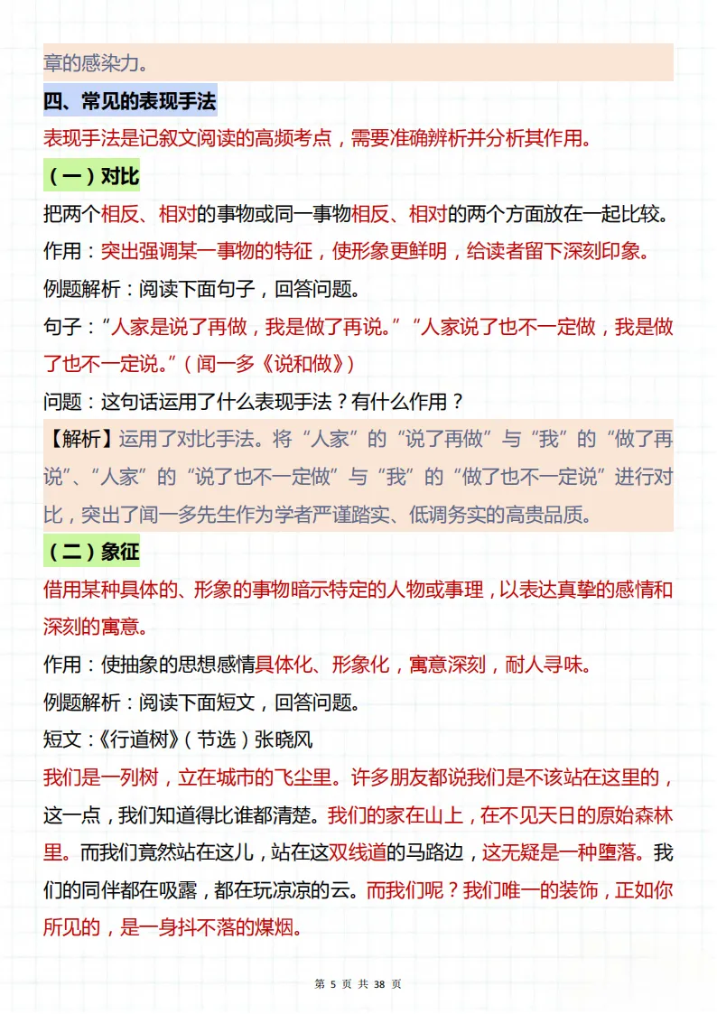 中考语文阅读理解必考重点知识点解析!重点全总结!突然觉得阅读理解没那么难了! 第5张