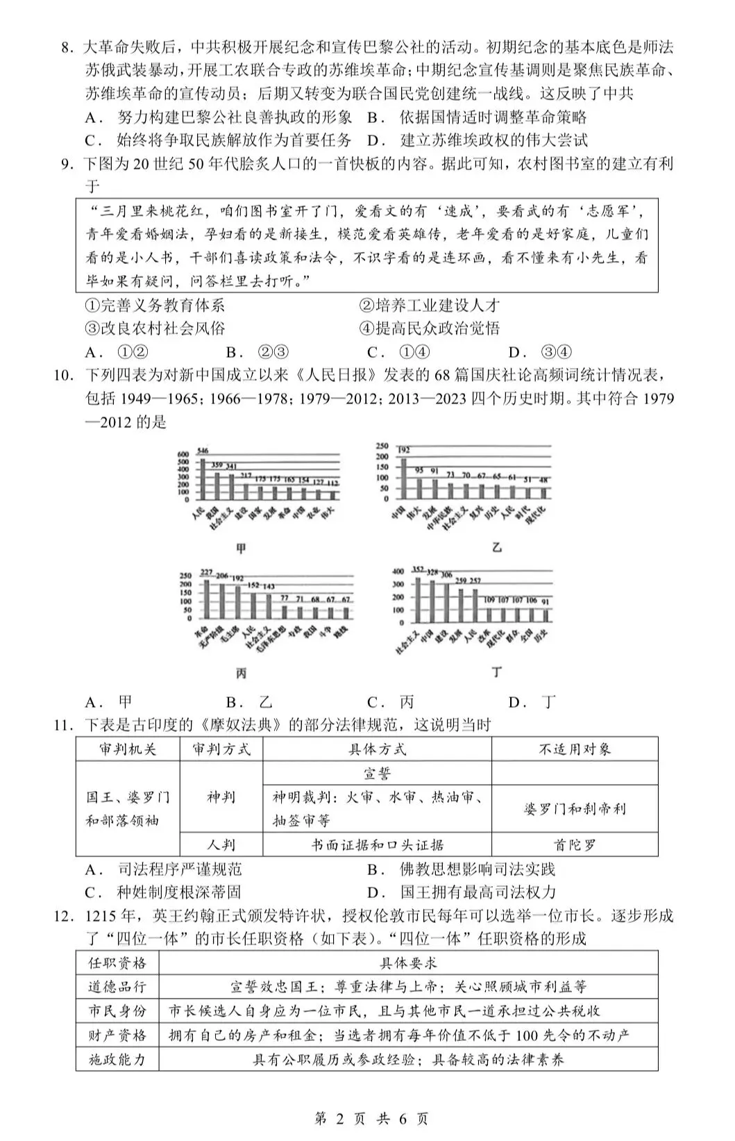 高三历史精选模考——2026 届东北三省三校高三下学期第二次 第2张