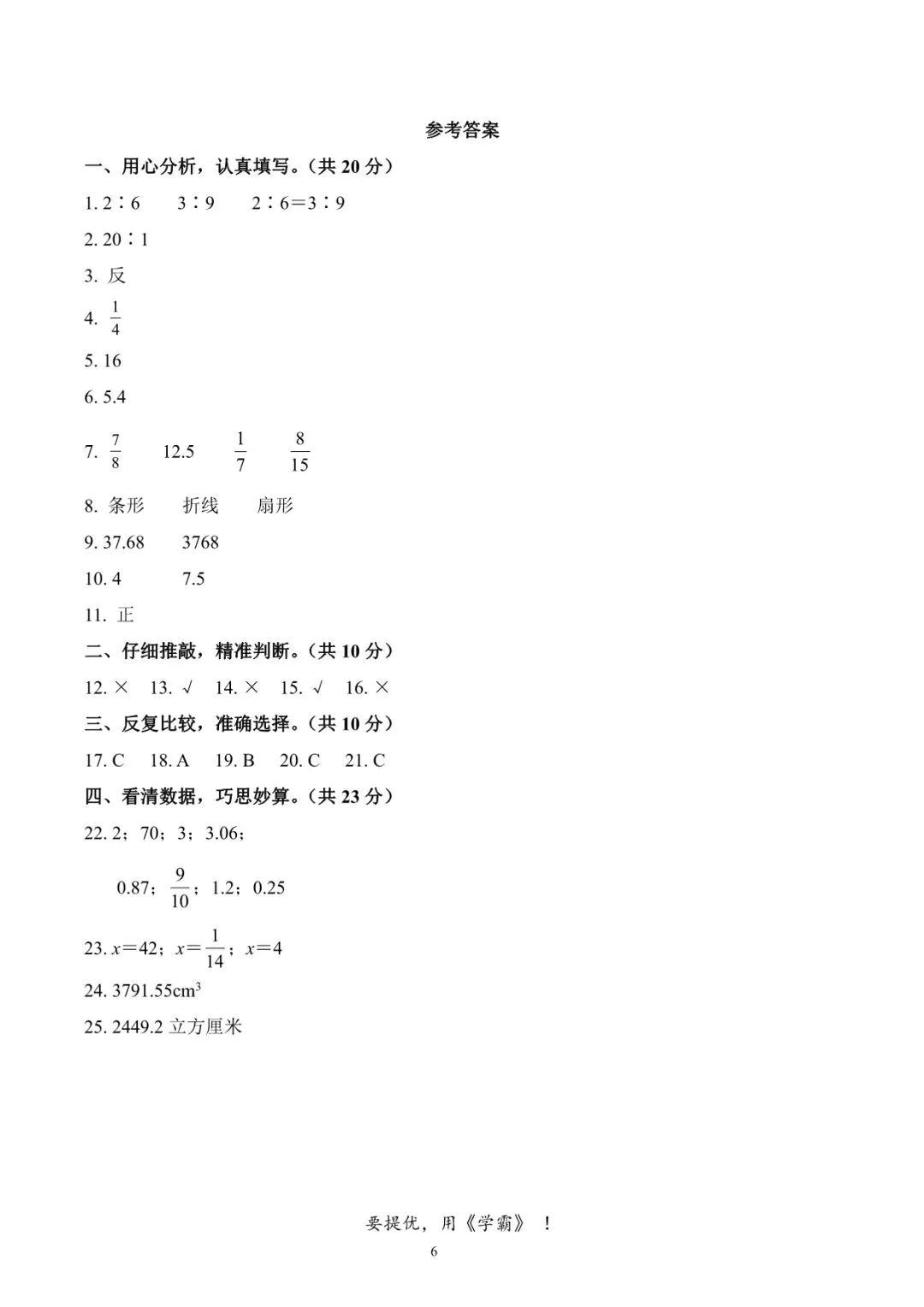 【期中真题】青岛市崂山区育才学校六年级下册期中测试数学试卷 第11张
