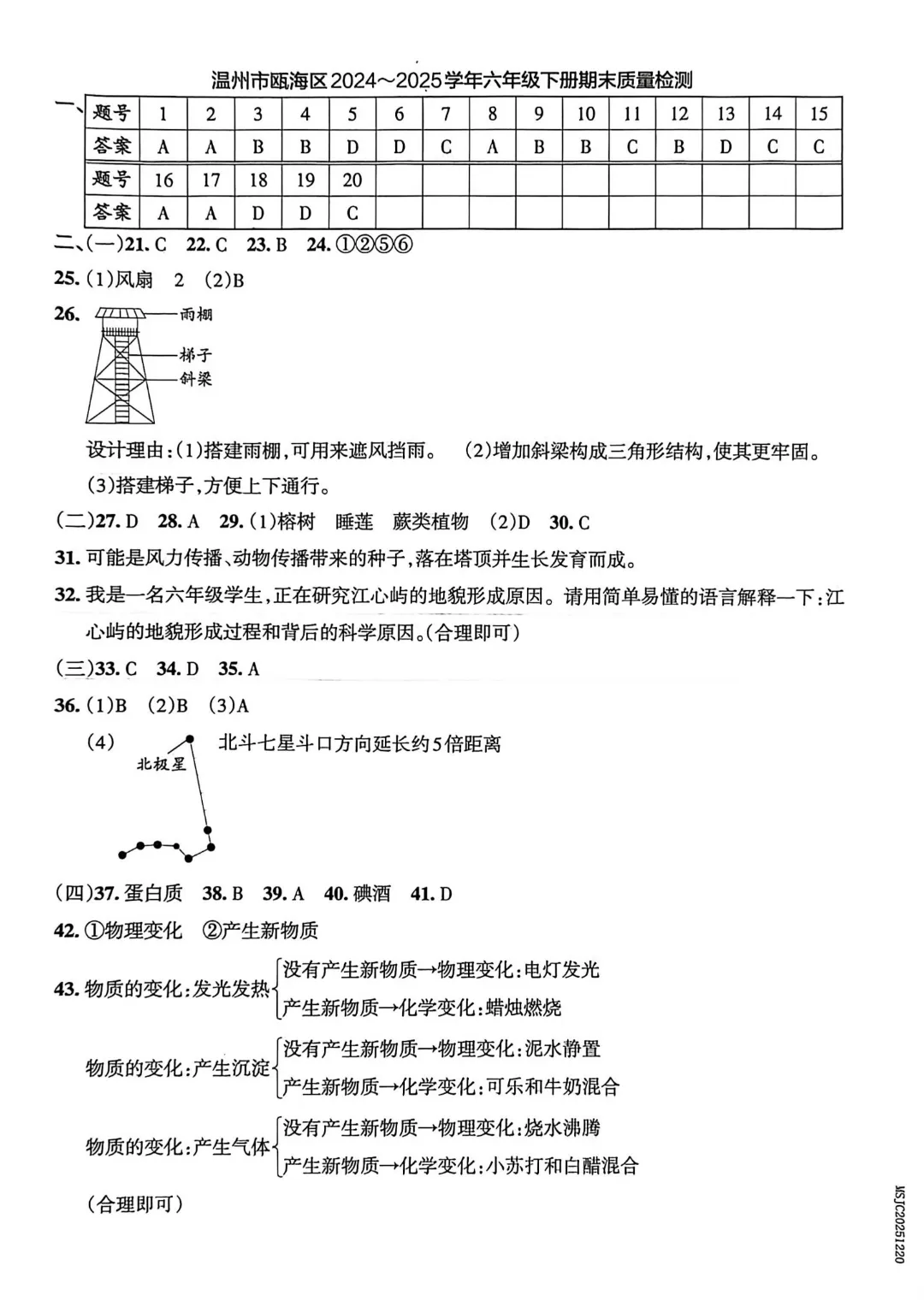 2026六年级下册科学【学霸作业本浙江真题卷含答案】完整高清电子版可打印 第24张