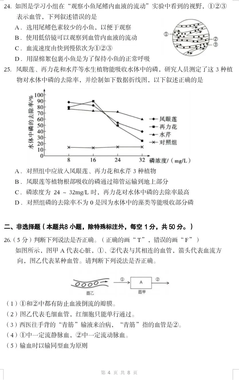 最新人教版初中生物中考复习托底练习卷02(七下全册).docx 第5张