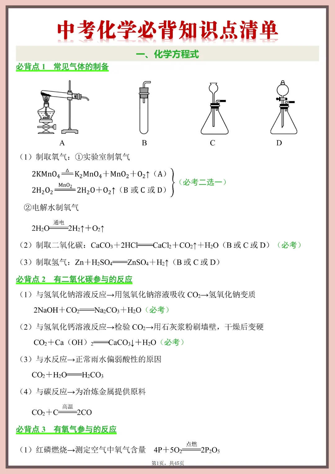 2026年中考化学必背知识点清单~完整高清电子版可打印 第5张