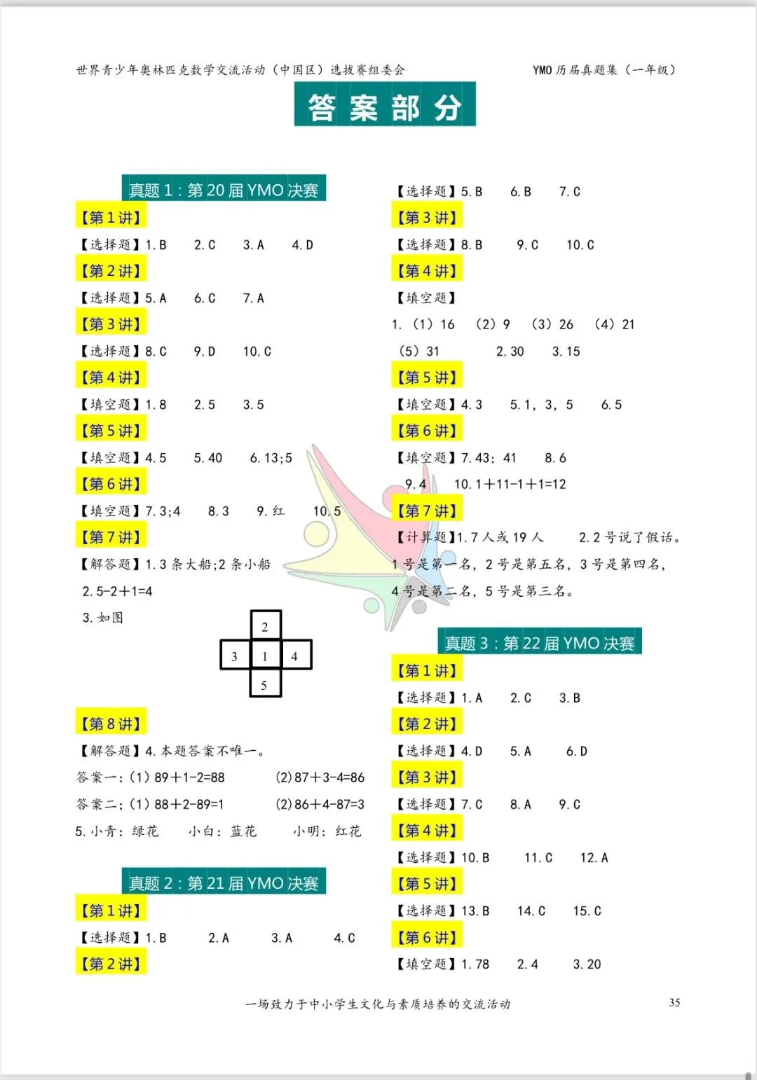 一年级奥林匹克数学决赛真题及答案 第6张