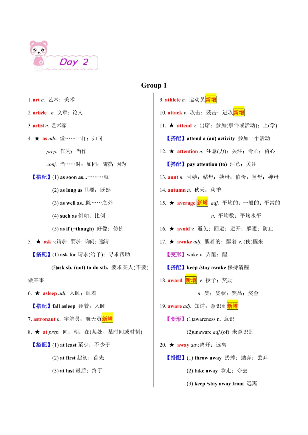 中考专项英语 《专题01 20天搞定中考必背1600词(一)》 第12张