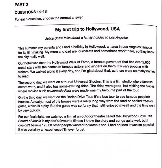 KET必刷官方真题!Test 1阅读+写作+听力+答案+范文一套免费领! 第5张