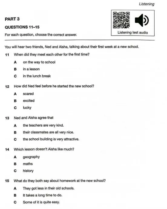 KET必刷官方真题!Test 1阅读+写作+听力+答案+范文一套免费领! 第8张