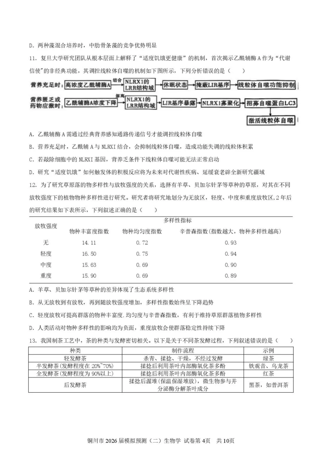 【2026届陕西省铜川市高三第二次模拟考试生物试题(含答案) 第5张