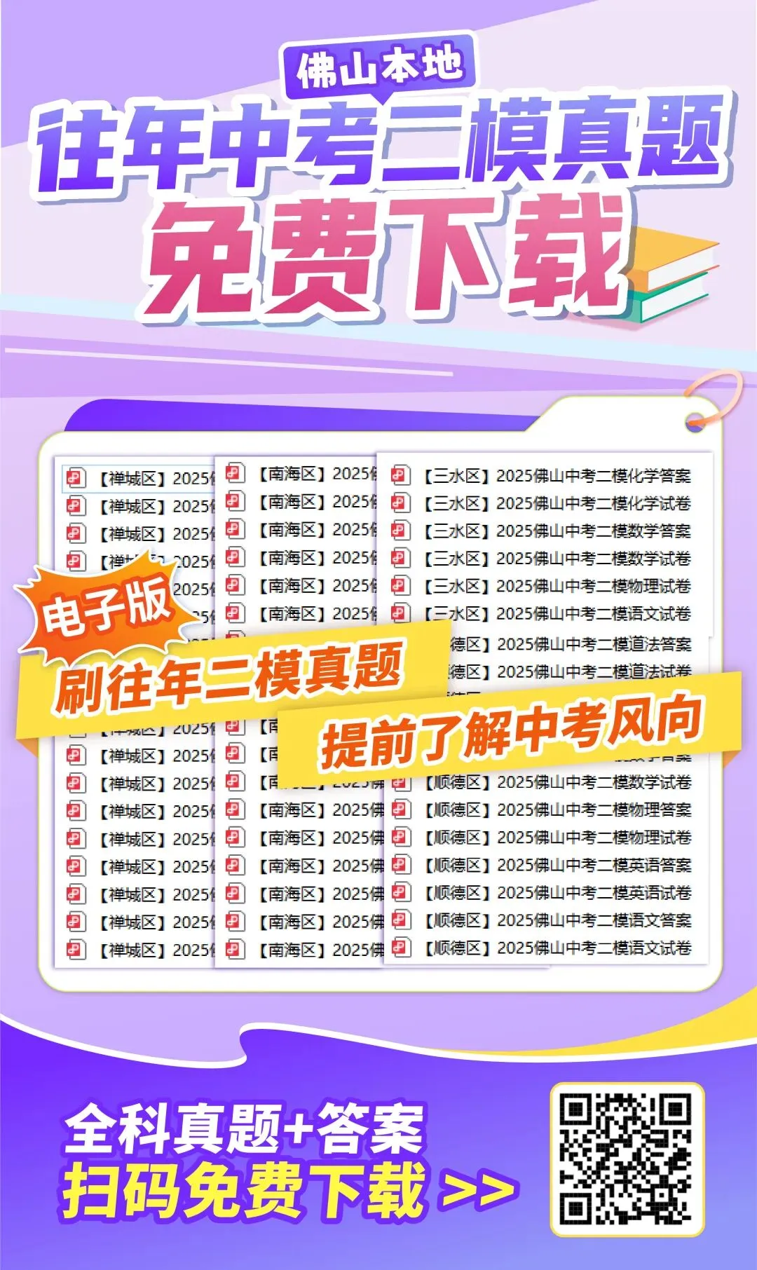 网传今年佛山中考二模全市统考!往年真题+答案,高清电子版免费下载! 第2张