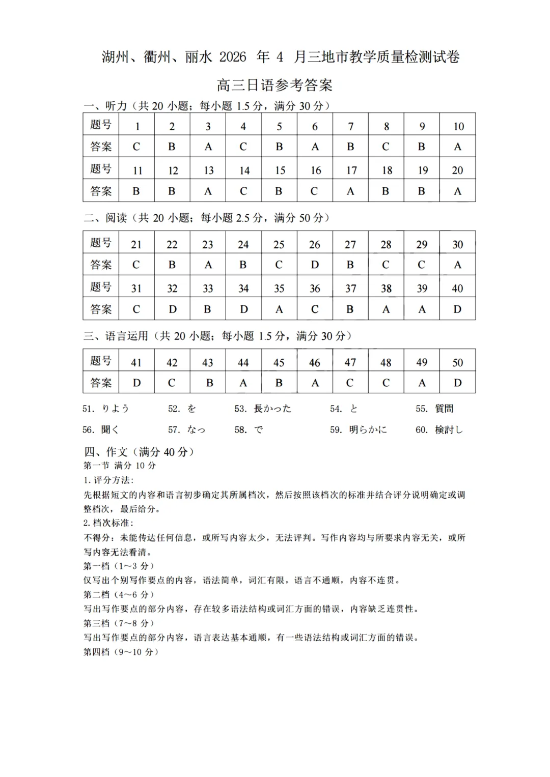 高三二模|2026年4月湖丽衢二模试卷+答案全(内含下载链接) 第15张