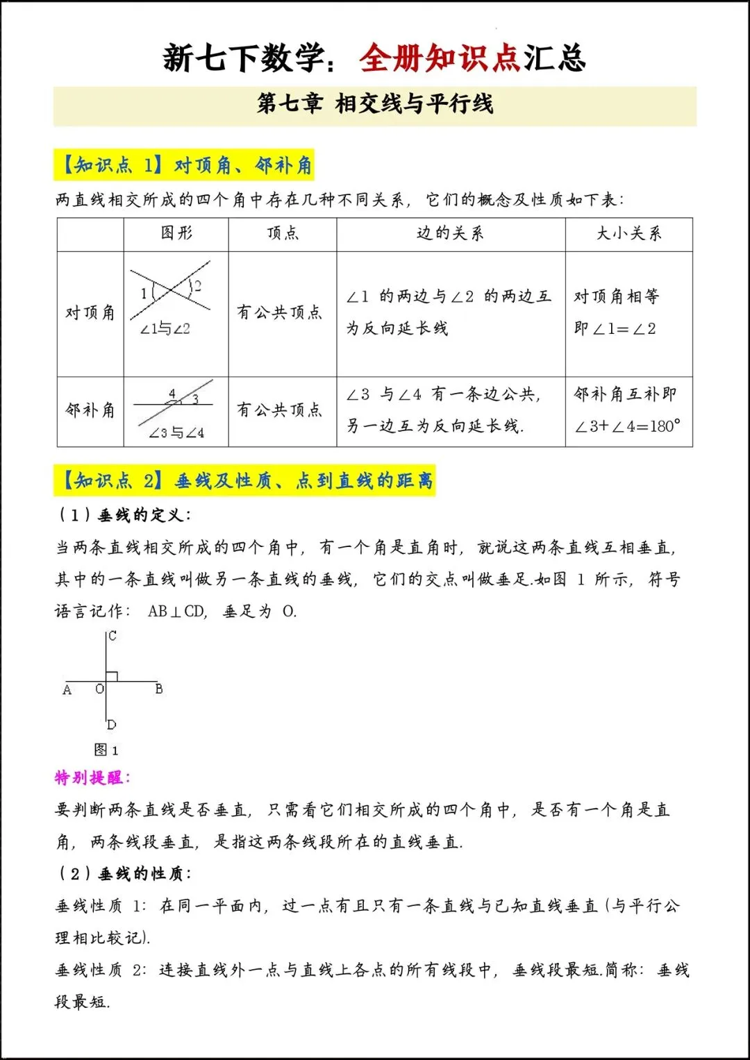 2026人教版七年级数学下学期【期中考试模拟卷】+期中知识点总结,完整电子版可下载打印! 第15张