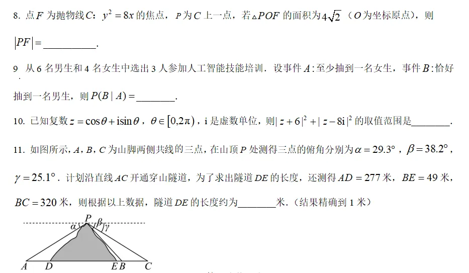 2026上海高三数学二模试卷及详解(word版) 第2张