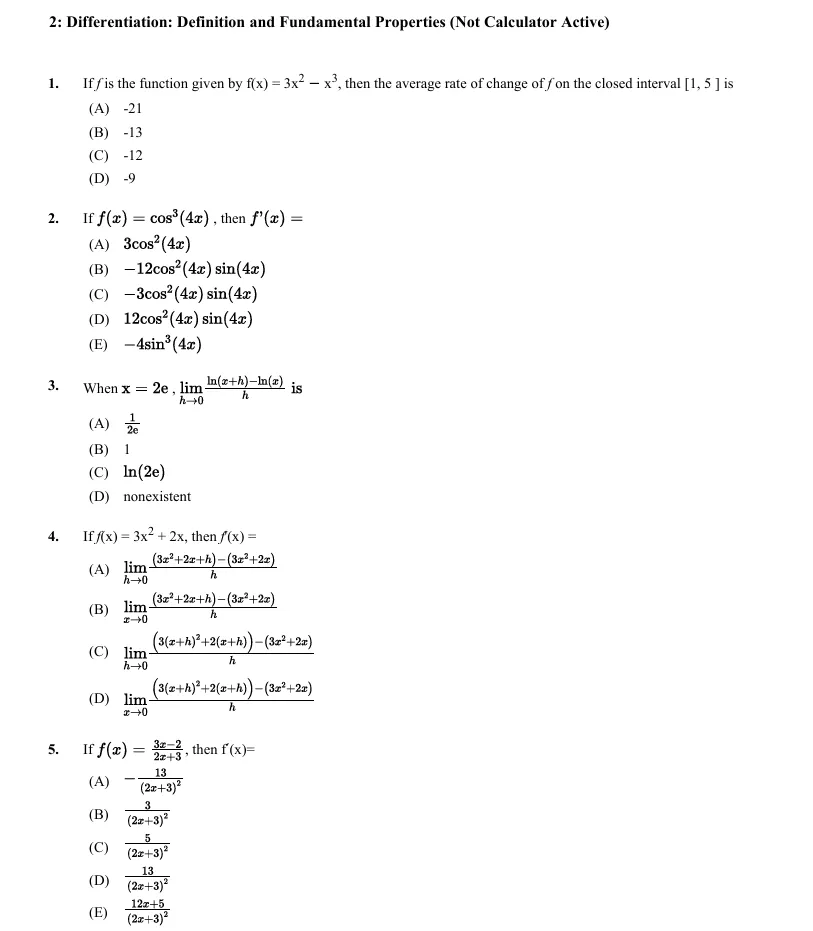 AP微积分BC第二章关键考点与典型真题解析 第1张
