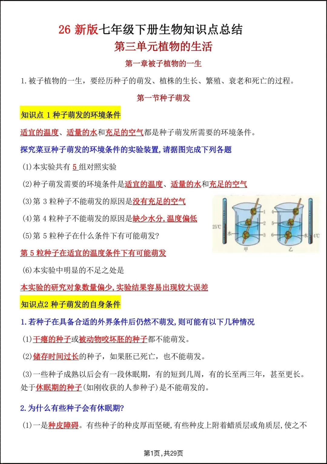 2026人教版七年级生物下学期【期中考试模拟卷】+期中知识点总结,完整电子版可下载打印! 第15张