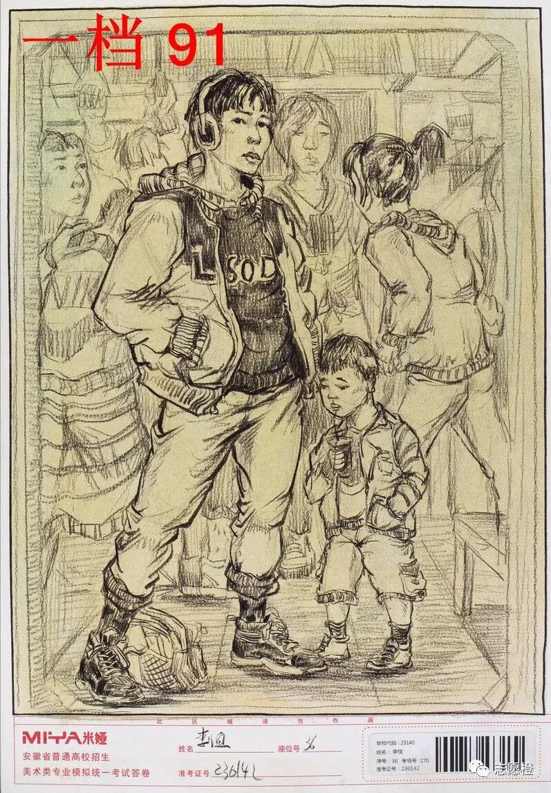 【安徽省】2024届美术模拟考试!速写还有很大进步空间!附高分卷点评! 第11张