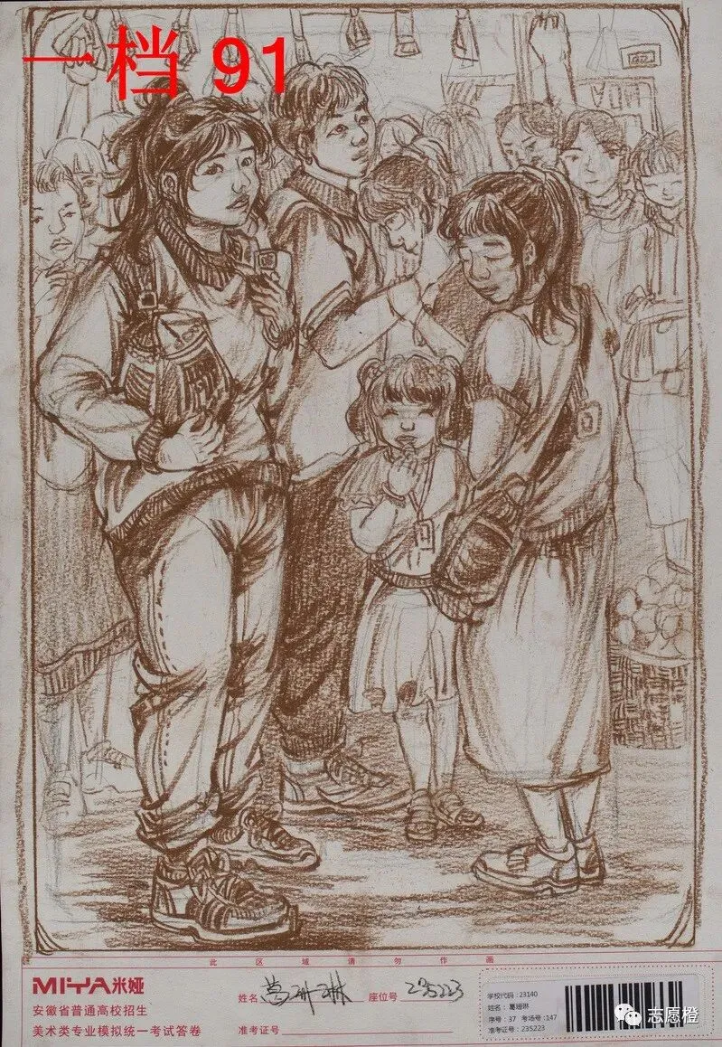【安徽省】2024届美术模拟考试!速写还有很大进步空间!附高分卷点评! 第155张
