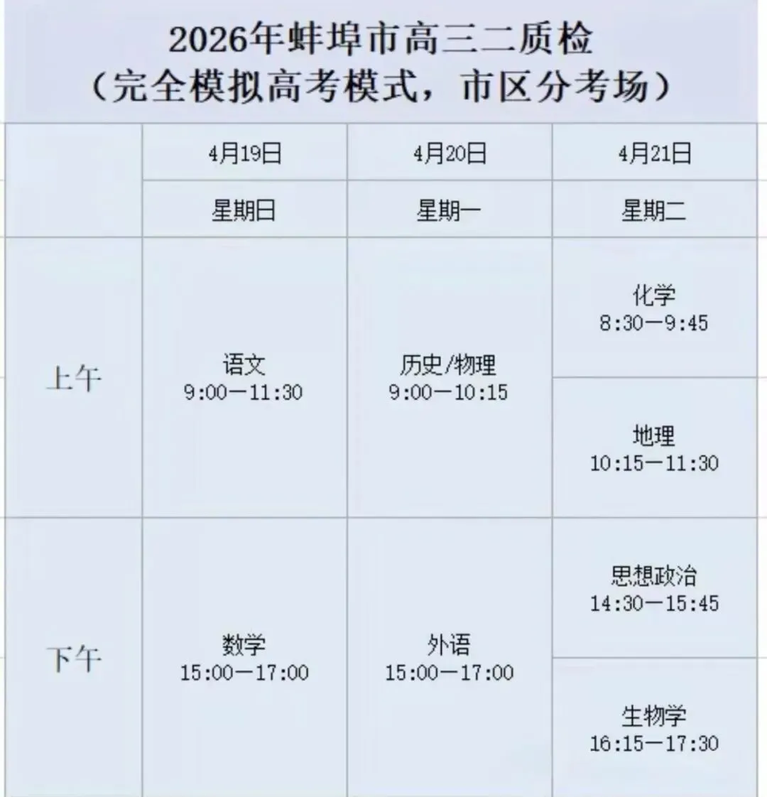 【试卷+答案】0419蚌埠市高三二质检蚌埠市2026届高三年级适应性考试全科及答案汇总 第1张