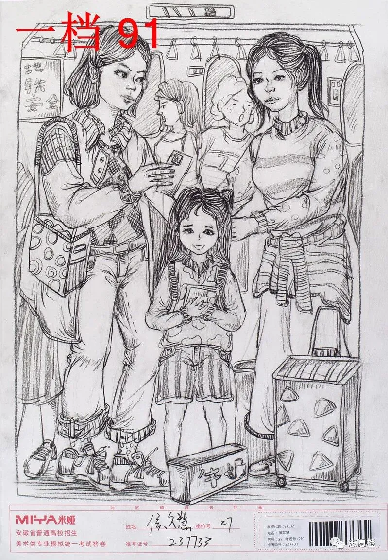 【安徽省】2024届美术模拟考试!速写还有很大进步空间!附高分卷点评! 第158张