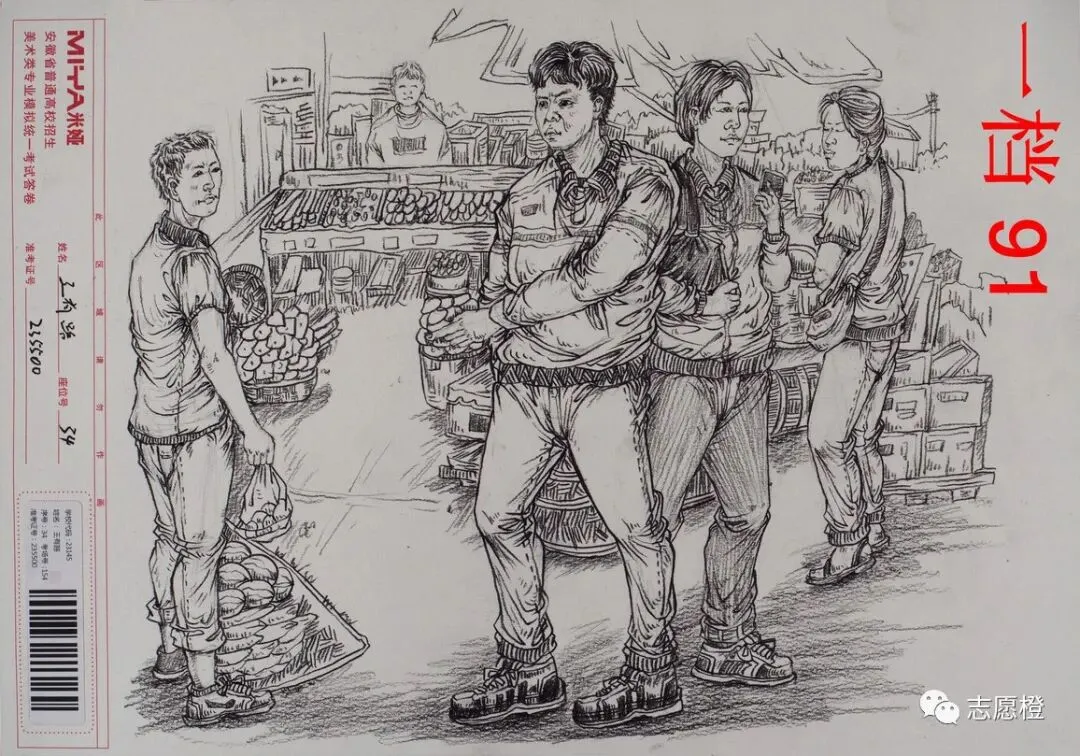 【安徽省】2024届美术模拟考试!速写还有很大进步空间!附高分卷点评! 第166张