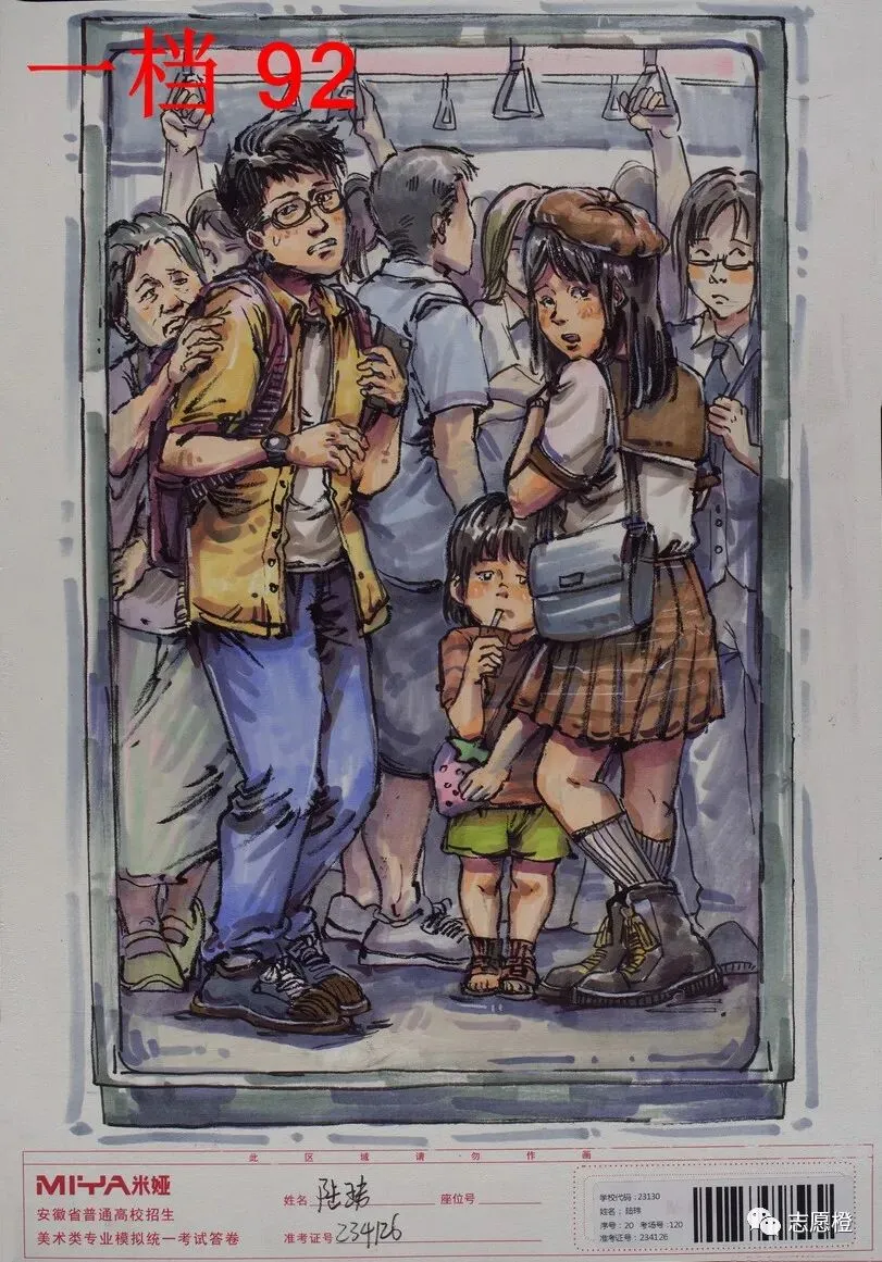 【安徽省】2024届美术模拟考试!速写还有很大进步空间!附高分卷点评! 第182张